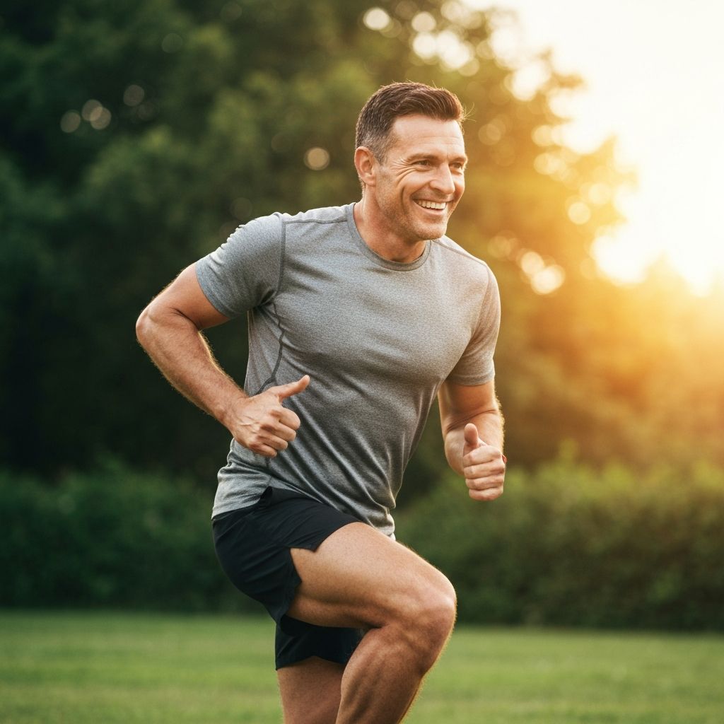 Active man during morning routine